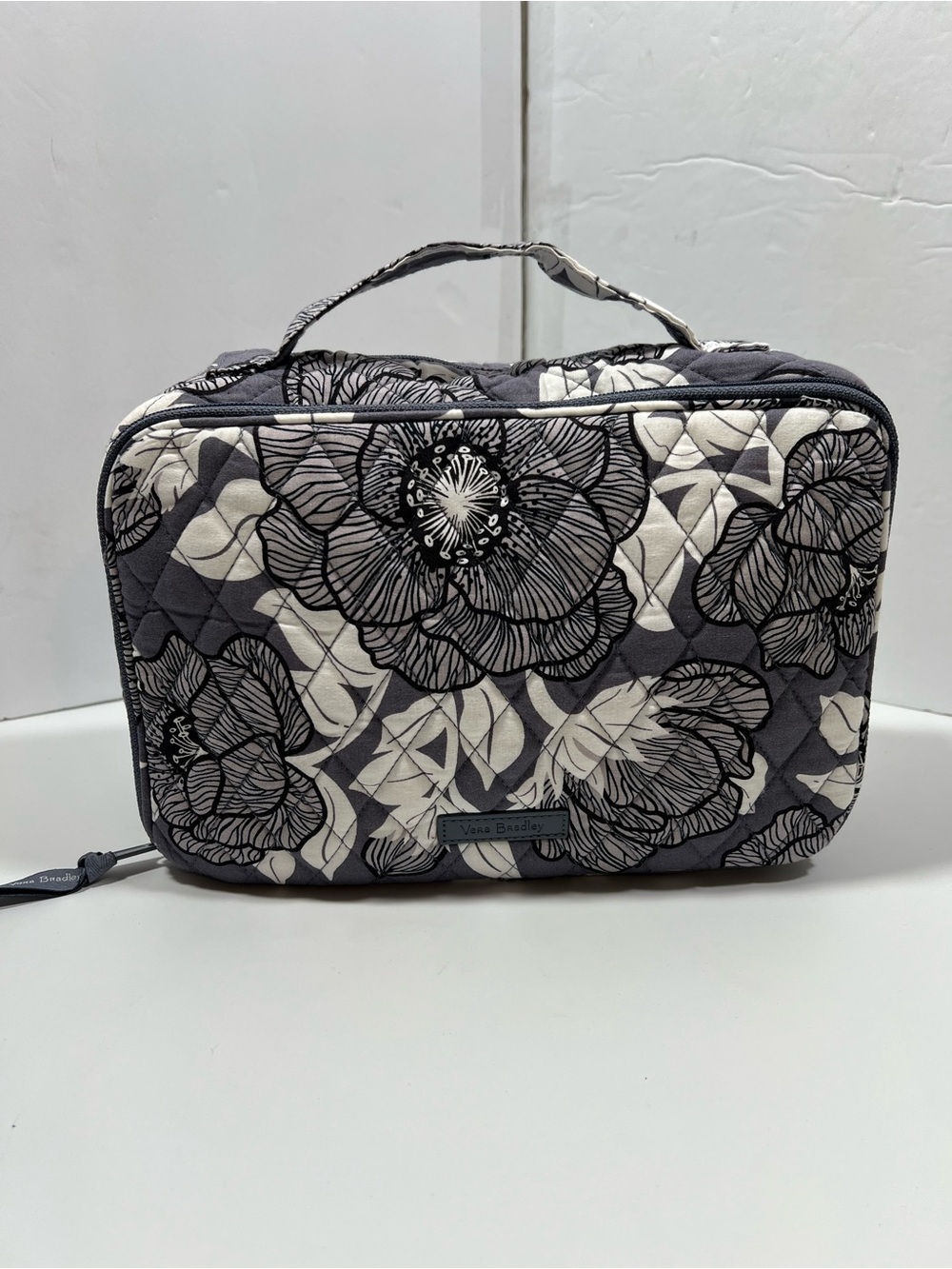 Vera Bradley Zip Around Cosmetic Makeup Case Bag Moon Shadow Meadow